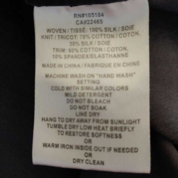 Go Silk 100% gray black silk long sleeve raw hem v-neck tunic medium - Picture 11 of 11